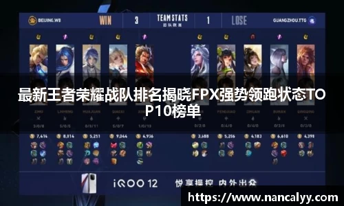 最新王者荣耀战队排名揭晓FPX强势领跑状态TOP10榜单
